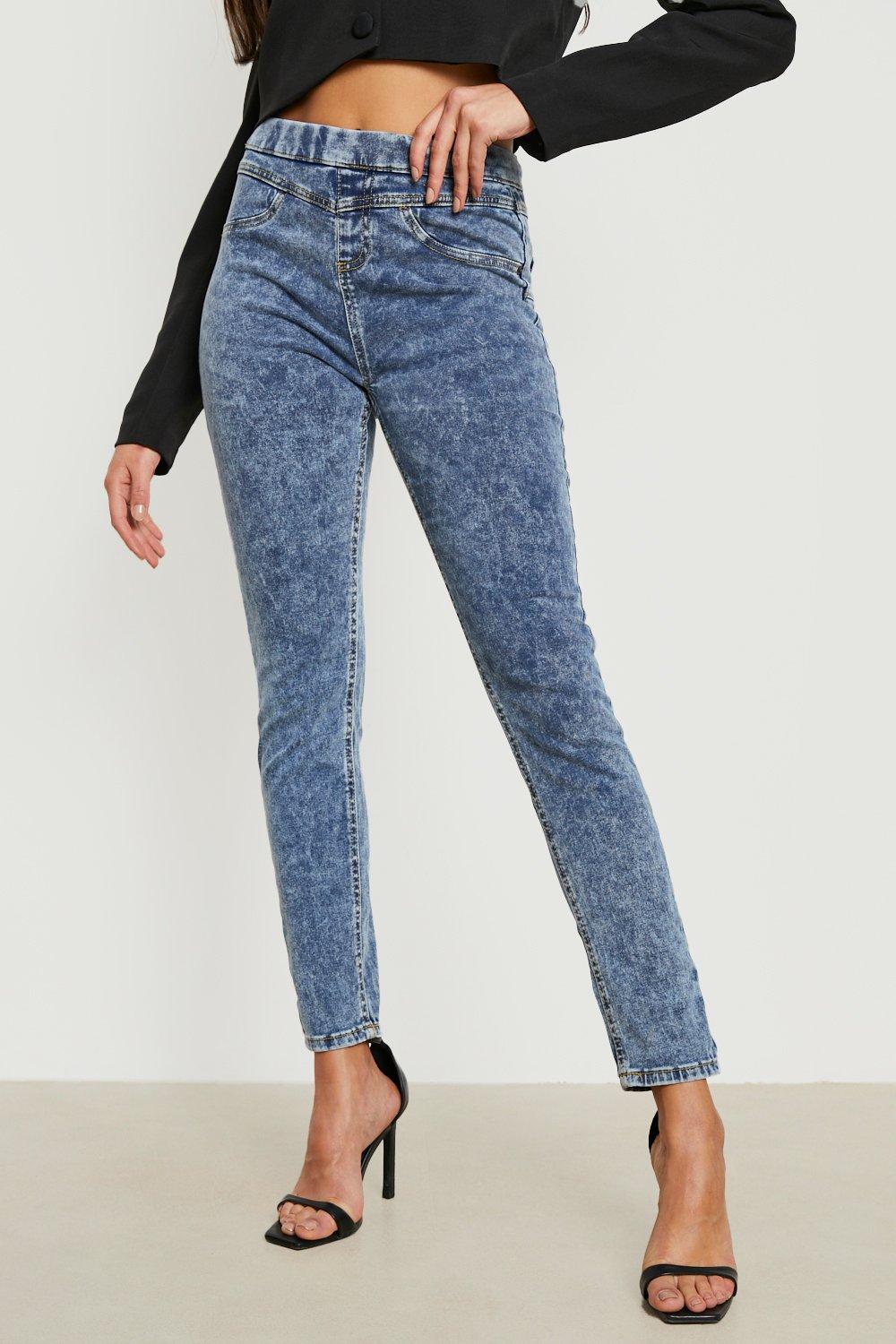 High Waisted Bum Sculpt Denim Jeggings boohoo CA